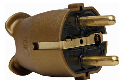 Kopp 175707005 Kunststoff Schuko Stecker 2 Schukos.f.Kabelq bis 3x1 5mm² gold