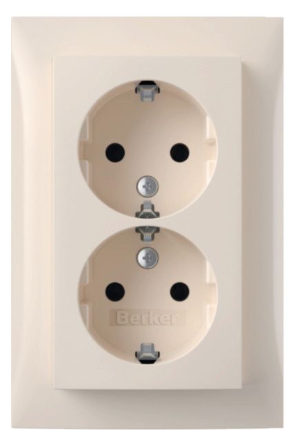 Berker 47748982 Doppelsteckdose SCHUKO m Abdeckplatte Berker S.1 weiß glänzend