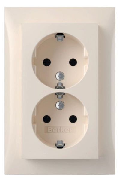 Berker 47748982 Doppelsteckdose SCHUKO m Abdeckplatte Berker S.1 weiß glänzend