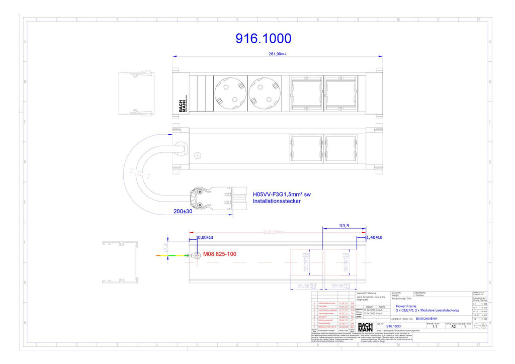 Bachmann 916.1000 Power Frame 2xSchuko 2xABD GST