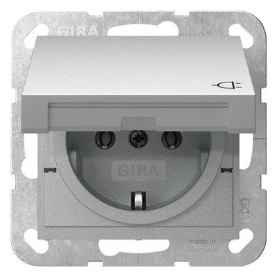GIRA 445426 SCHUKO-Steckdose Klappdeckel System 55 Farbe Alu
