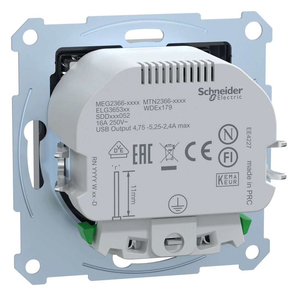 Mert MEG 2366-0414 Schuko-Steckdose m.USB Ladegerät anthrazit