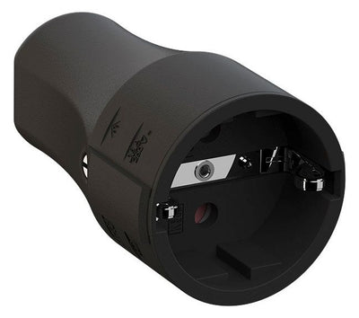 Bachmann 960.103 SCHUKO Kupplung schwarz große Ausführung robust m.Knickschutz