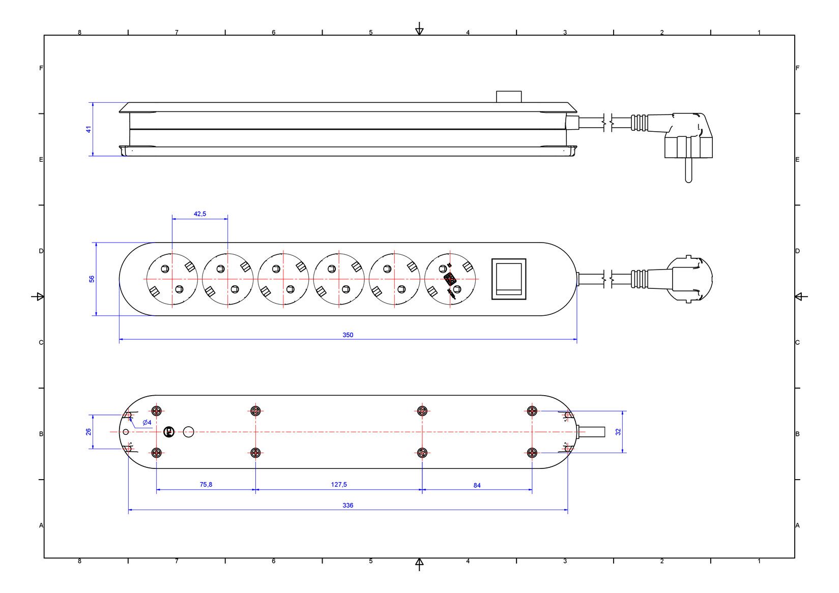 Bachmann 388.272 Tischsteckdose 3xSchuko weiß Strom 5m Schuko