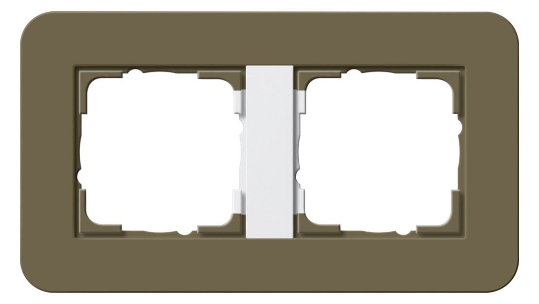 GIRA 0212416 Abdeckrahmen 2fach E3 Umbra/Reinweiß glänzend Soft-Touch