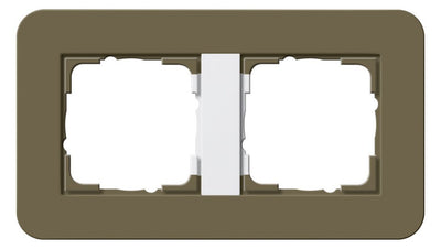 GIRA 0212416 Abdeckrahmen 2fach E3 Umbra/Reinweiß glänzend Soft-Touch