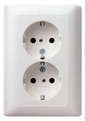 GIRA 078303 SCHUKO-Doppelsteckdose SH+ Vollplatte System 55 Reinweiß glänzend