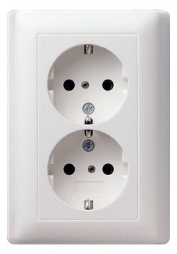 GIRA 078303 SCHUKO-Doppelsteckdose SH+ Vollplatte System 55 Reinweiß glänzend