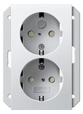 GIRA 273503 SCHUKO-Doppelsteckdose SH f.UP-Dose 1,5f System 55 Reinweiß gl.