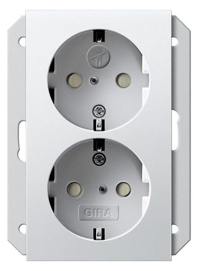 GIRA 273503 SCHUKO-Doppelsteckdose SH f.UP-Dose 1,5f System 55 Reinweiß gl.