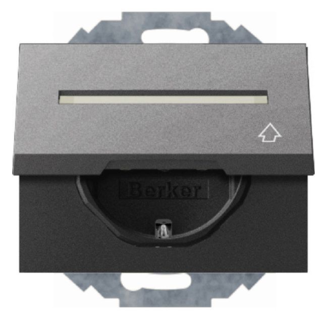 Berker 47487106 Steckdose SCHUKO+Klappd. u.B-feld K.1 anthrazit matt