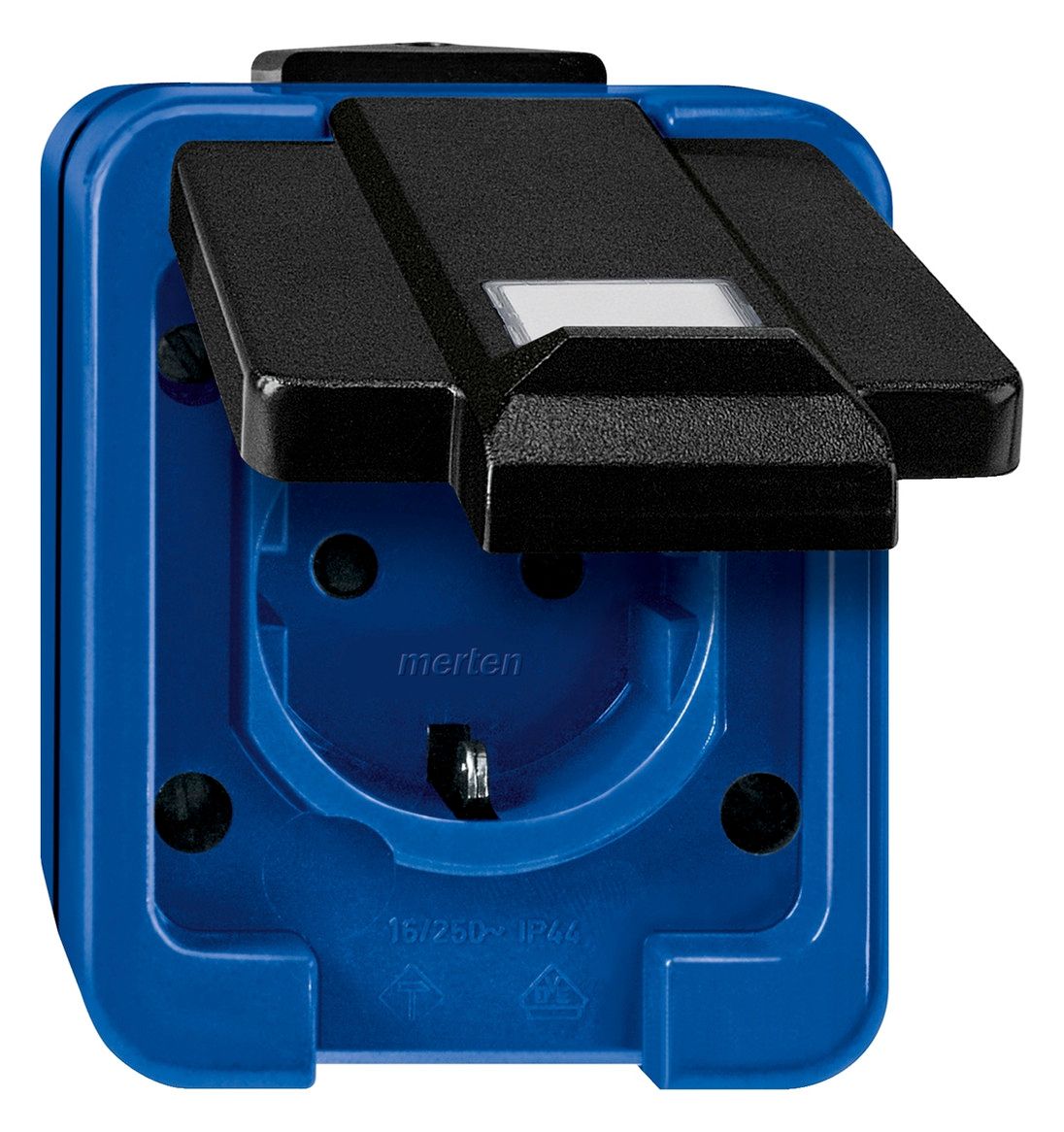 Mert 279091 SCHUKO-Steckdose blau m.Informationsfeld SCHLAGFEST