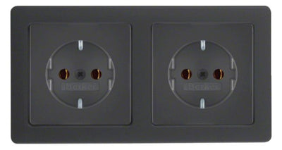 Berker 47206086 Steckdosen-Kombi SCHUKO 2fach m.Rahmen Q.1/Q.3 anthrazit samt