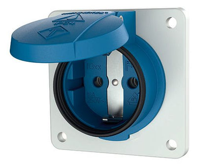Mennekes 11331F Anbaudose SCHUKO blau 16A 2p+PE 230V IP54 m.Klappd. Einf.unten