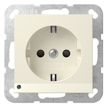 GIRA 417001 SCHUKO-Steckdose LED-Leu.+ Shutter System 55 Cremeweiß glänzend