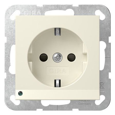 GIRA 417001 SCHUKO-Steckdose LED-Leu.+ Shutter System 55 Cremeweiß glänzend
