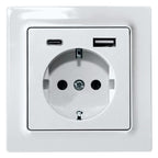 Eltako DSS55E+USBA+C-wg SCHUKO-Steckdose E-Design55 reinweiß glänzend 30055897