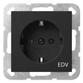 GIRA 4458005 SCHUKO-Steckdose Aufdruck EDV System 55 Schwarz matt (lackiert)