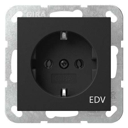 GIRA 4458005 SCHUKO-Steckdose Aufdruck EDV System 55 Schwarz matt (lackiert)