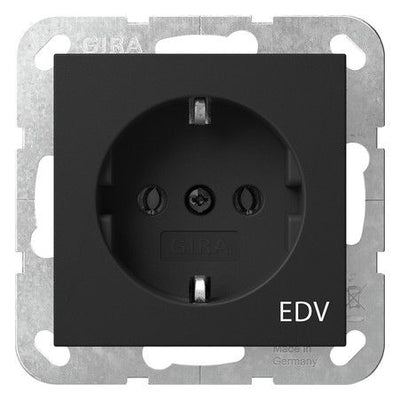 GIRA 4458005 SCHUKO-Steckdose Aufdruck EDV System 55 Schwarz matt (lackiert)