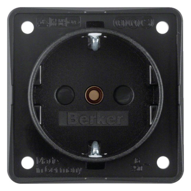 Berker 9419505 Steckdose SCHUKO m.erh.BS Integro schwarz matt