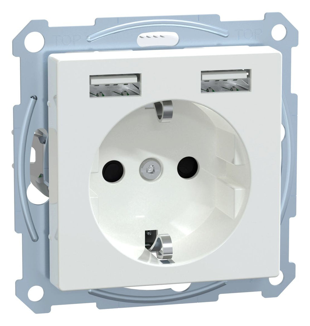 Mert MEG 2366-0325 Schuko-Steckdose m.USB Ladegerät aktivweiß glänzend
