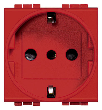 BTicino L4140R Schuko Steckdose ital. 2-polig 19mm m.erh.Ber.schutz SK Rot