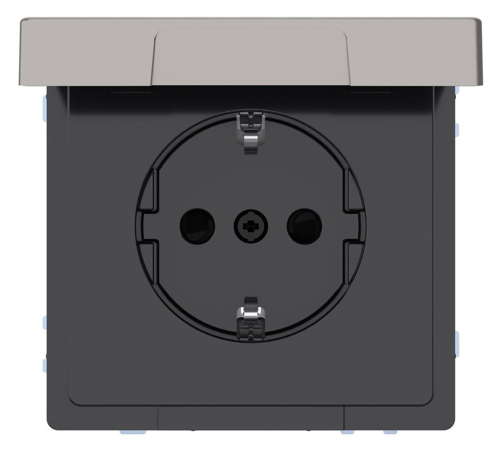 Mert MEG 2314-6050 SCHUKO-Steckdose m.Klappdeckel IP44 BRS StK Nickelmetalli