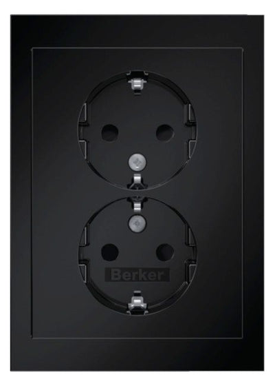 Berker 47592245 Doppelsteckdose SCHUKO Abdeckpl.erh.BS Berker R.3 schwarz