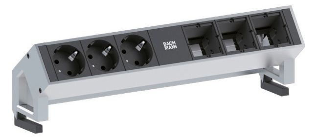 Bachmann 902.402 DESK2 3xSchuko 3xABD Strom 0,2m GST18 Inox lackiert