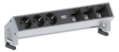Bachmann 902.402 DESK2 3xSchuko 3xABD Strom 0,2m GST18 Inox lackiert