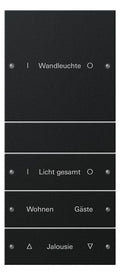 GIRA 2204005 Wippenset 4fach (1+3) beschreib. System 55 Schwarz matt(lack.)