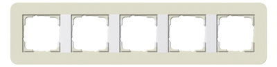 GIRA 0215417 Abdeckrahmen 5fach E3 Sand/Reinweiß glänzend Soft-Touch