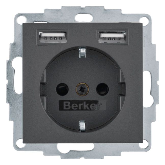 Berker 48031606 Steckdose SCHUKO/USB B.3 anthrazit mt.