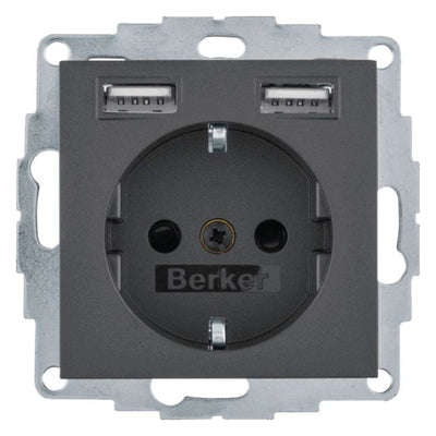Berker 48031606 Steckdose SCHUKO/USB B.3 anthrazit mt.