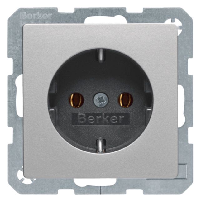 Berker 47436084 Steckdose SCHUKO Q.1/Q.3 alu samt lackiert