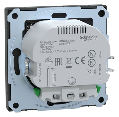 Mert MEG 2366-6034 Schuko-Steckdose m.USB Ladegerät Anthrazit