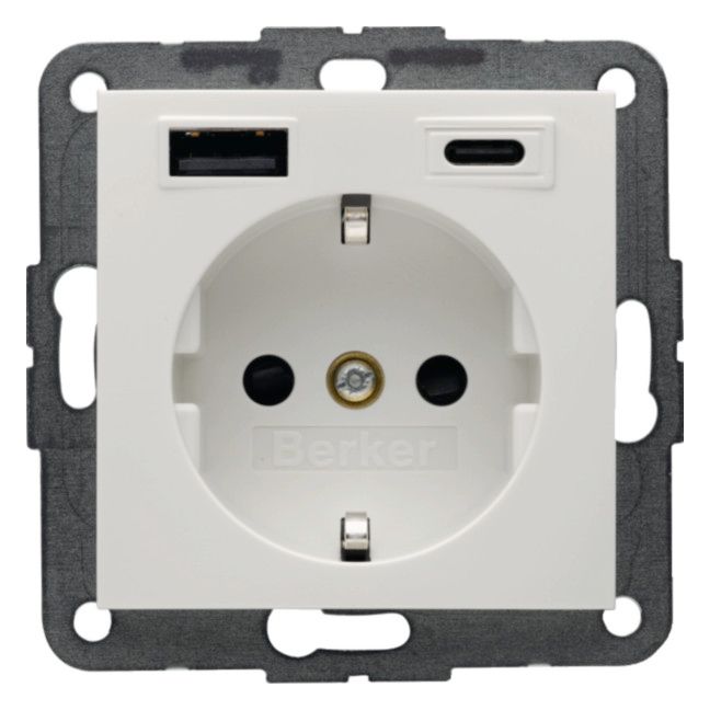 Berker 48148989 Steckdose SCHUKO/USB AC 20W PD S1 pw gl