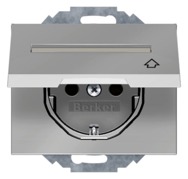Berker 47487104 Steckdose SCHUKO+Klappd. u.B-feld K.5 Edelstahl Rostfrei