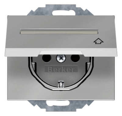 Berker 47487104 Steckdose SCHUKO+Klappd. u.B-feld K.5 Edelstahl Rostfrei