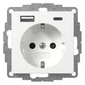 GIRA 245903 SCHUKO-Steckdose Shutter USB 2f Typ A/C System 55 Reinweiß gl.