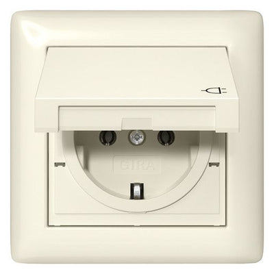 GIRA 415701 SCHUKO-Steckdose KD+Set IP44+Rahmen 1f Standard 55 Cremeweiß gl.