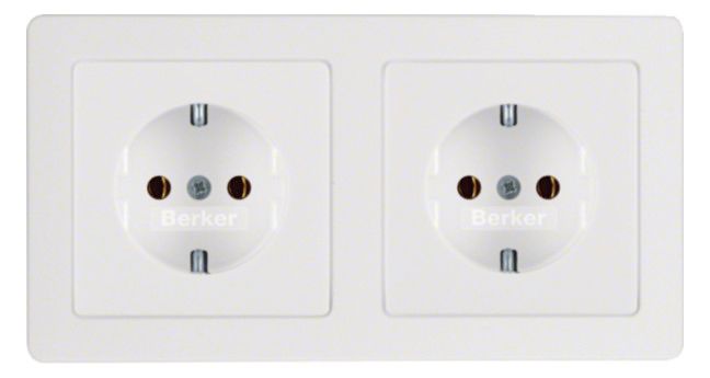 Berker 47206089 Steckdosen-Kombi SCHUKO 2fach m.Rahmen Q.1/Q.3 polarweiß samt