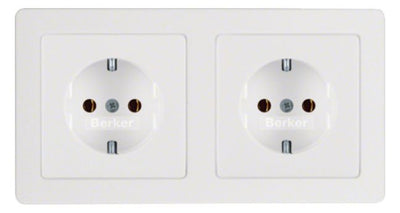 Berker 47206089 Steckdosen-Kombi SCHUKO 2fach m.Rahmen Q.1/Q.3 polarweiß samt