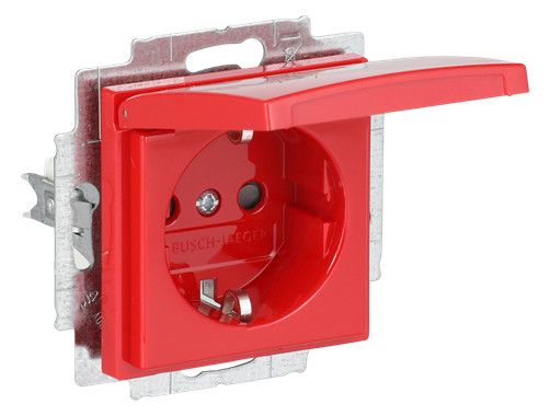 BJ 20 EUKB-917 SCHUKO Steckdose Klappdeckel Bs rot Busch-balance SI