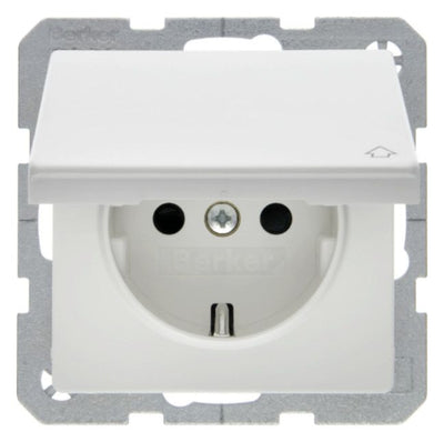 Berker 47516089 Steckdose SCHUKO+Klappd. Q.1/Q.3 polarweiß samt