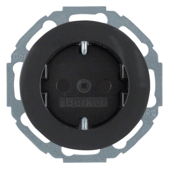 Berker 47552045 Steckdose SCHUKO m.erh.BS R.Classic schwarz glänzend