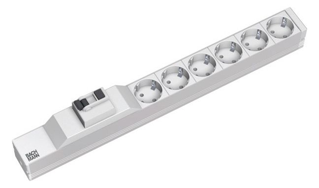 Bachmann 333.411 19" 1HE 6xSchuko 1xFi Strom 2m Schuko