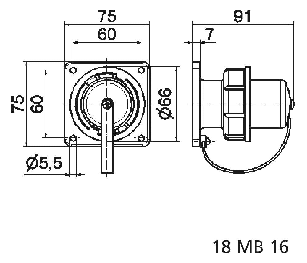 Bals 755 Schuko-Anbaugerätestecker gerade 16A 3p IP67 grau belg./franz.