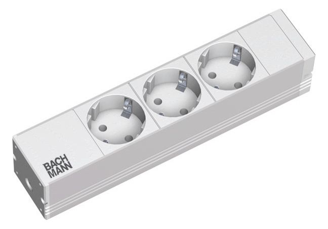 Bachmann 333.417 10" 1HE 3xSchuko Strom 2m Schuko 208mm